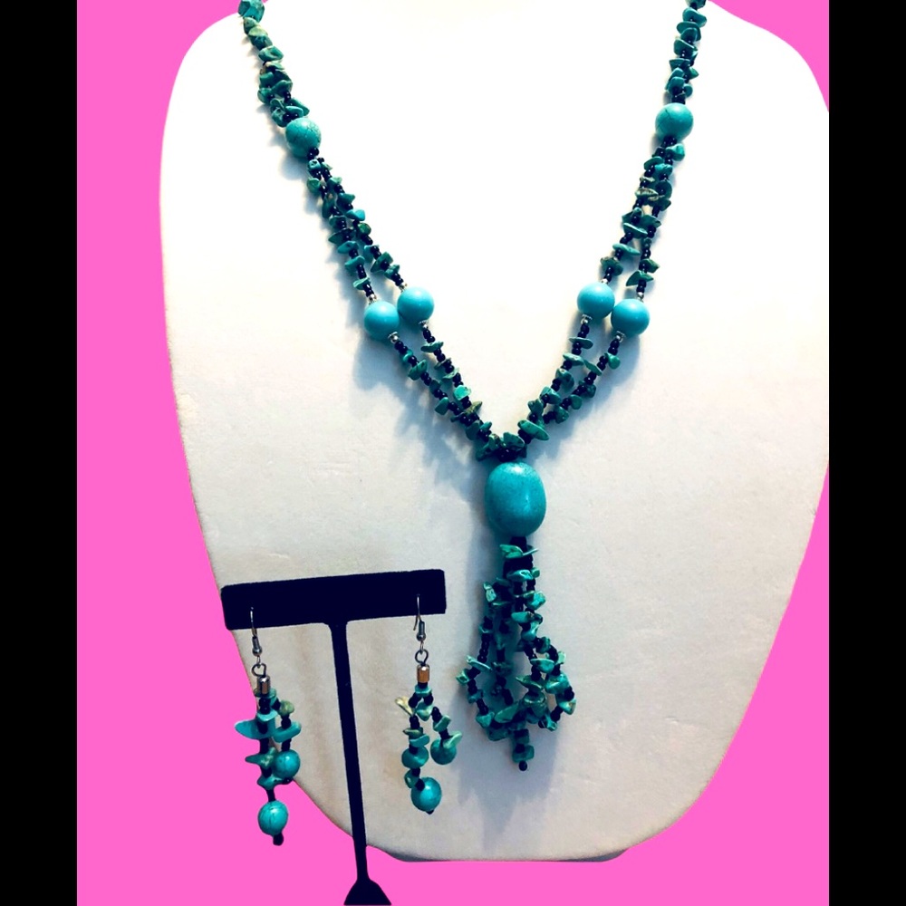 Vtg Necklace & Earrings Set - Picture 1 of 3